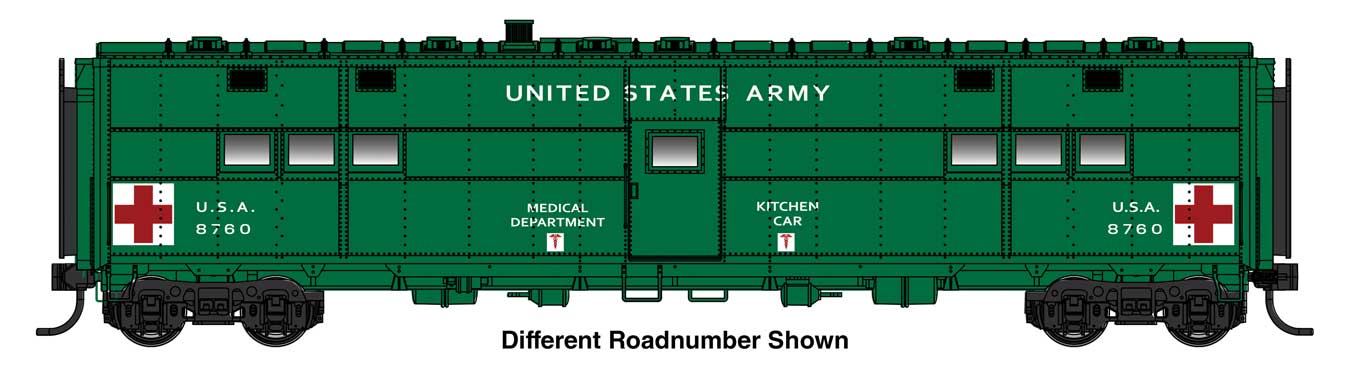 [PREORDER] WalthersProto 920-27903 ACF-Built Troop Kitchen Car, US Army Medical Kitchen #8762