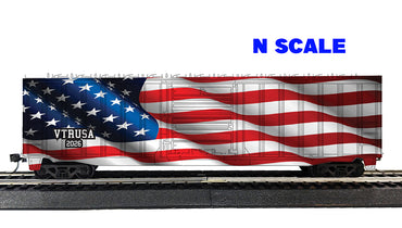 Value Trains USA N10116 - N Box Car, Waving American Flag Scheme 2026 Edition