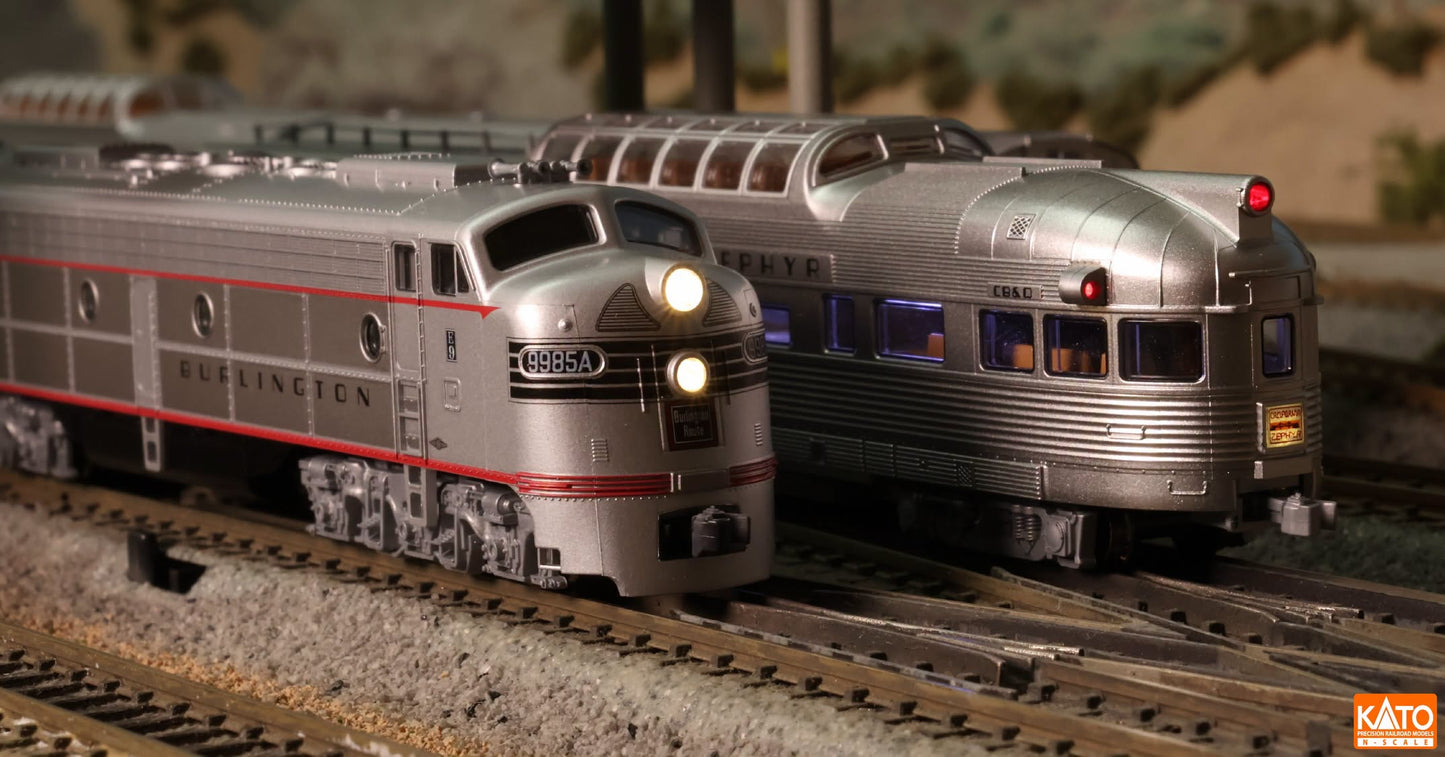 [PREORDER] Kato 106-058 N CB&Q F8A, California Zephyr 4-Unit Starter Series Set (DC Silent)