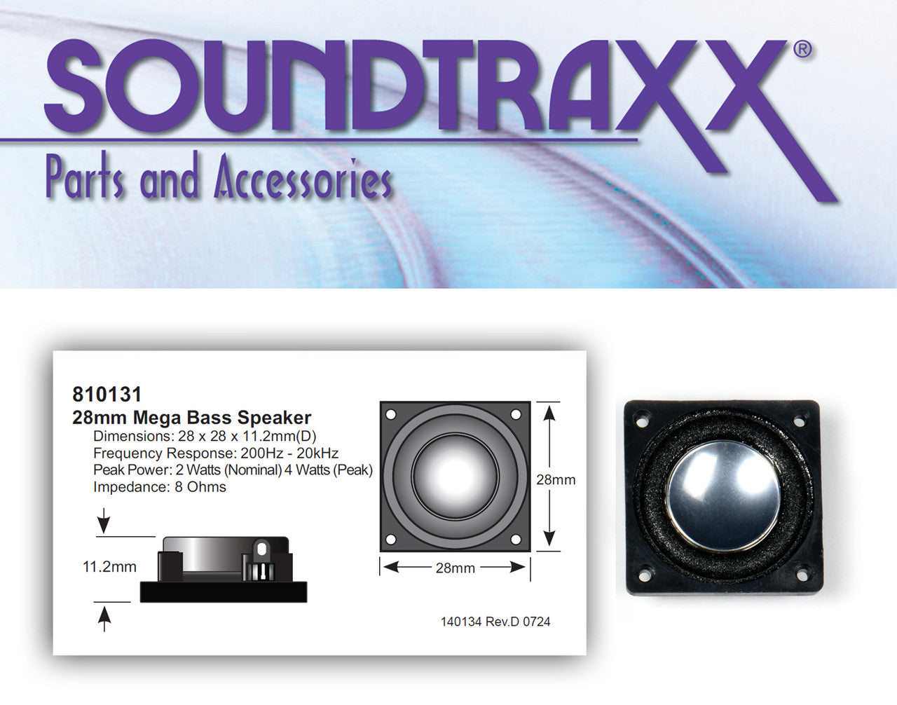 Soundtraxx 810131 28mm Square Mega Bass Speaker