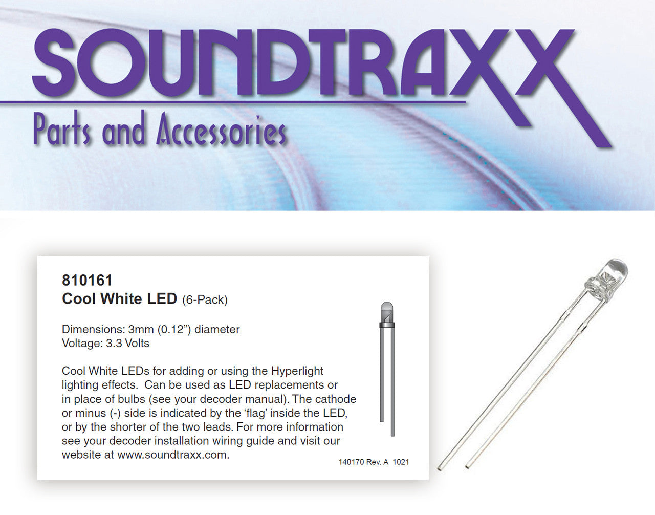 Soundtraxx 810161 3mm Cool White LED 6pk