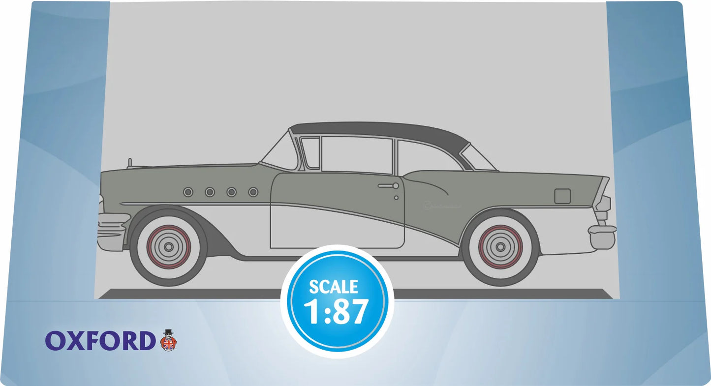 Oxford Diecast 87BC55007 HO 1955 Buick Century, Carlsbad Black/Windsor Grey/Dover White