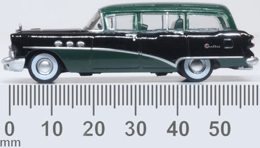 Oxford Diecast 87BCE54002 HO 1954 Buick Century Estate Wagon, Baffin Green/Carlsbad Black
