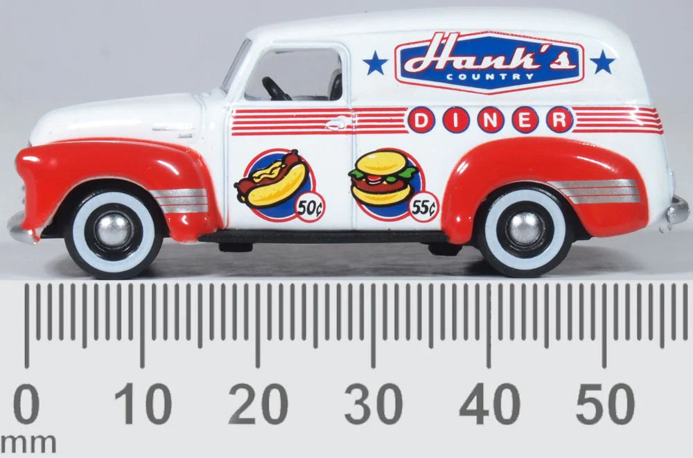 Oxford Diecast 87CV50003 HO 1950 Chevrolet Panel Van, Hanks Country Diner