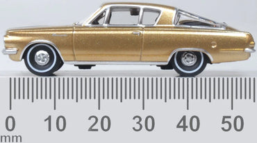 Oxford Diecast 87PB65001 HO 1965 Plymouth Barracuda, Gold