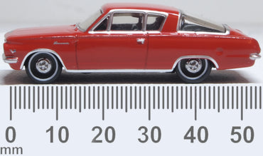 Oxford Diecast 87PB65002 HO 1965 Plymouth Barracuda, Medium Red