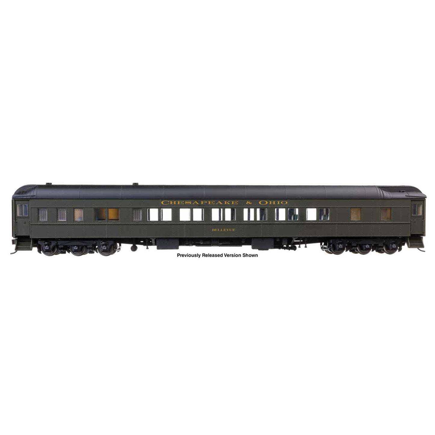 [PREORDER] WalthersProto 920-17204 82' Pullman Heavyweight 12-1 Sleeper, Chesapeake & Ohio "Bellvue"