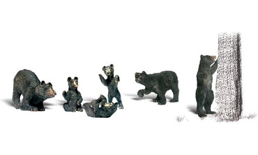 Woodland Scenics A2186 N Figures, Black Bears 6pcs