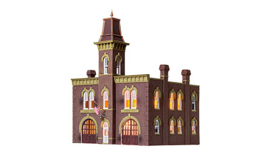 Woodland Scenics Landmark Structures BR5034 HO Firehouse - Assembled w/ LED Lighting