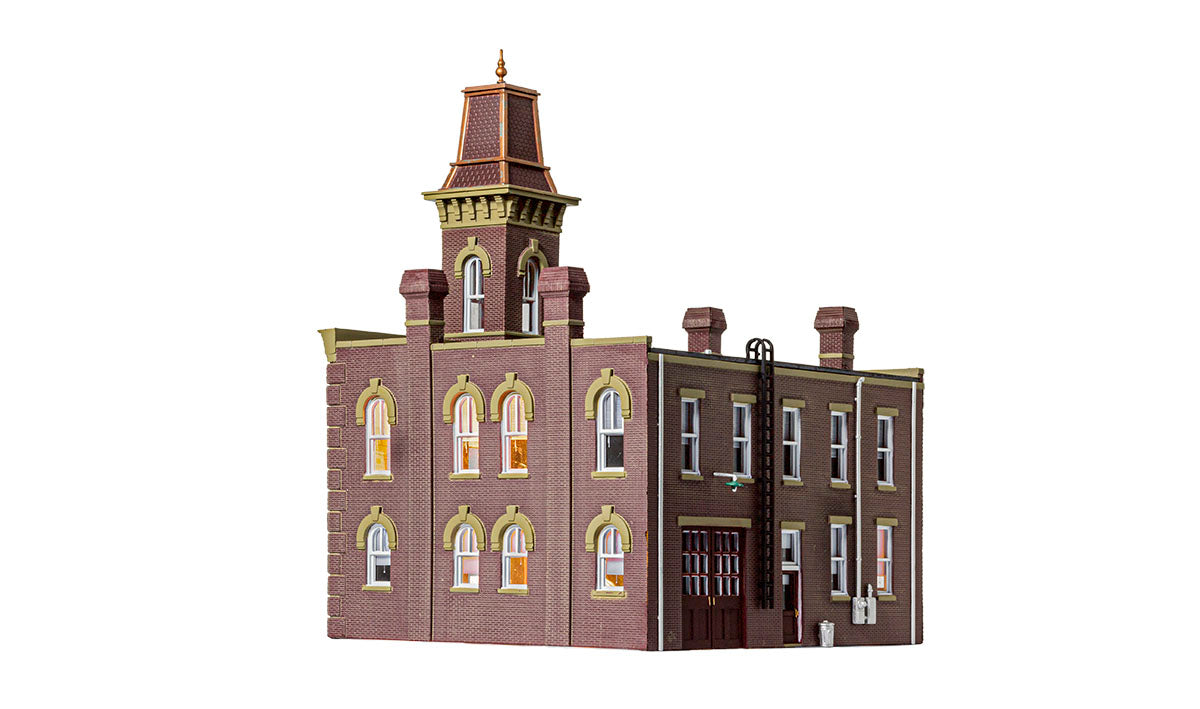 Woodland Scenics Landmark Structures BR5034 HO Firehouse - Assembled w/ LED Lighting