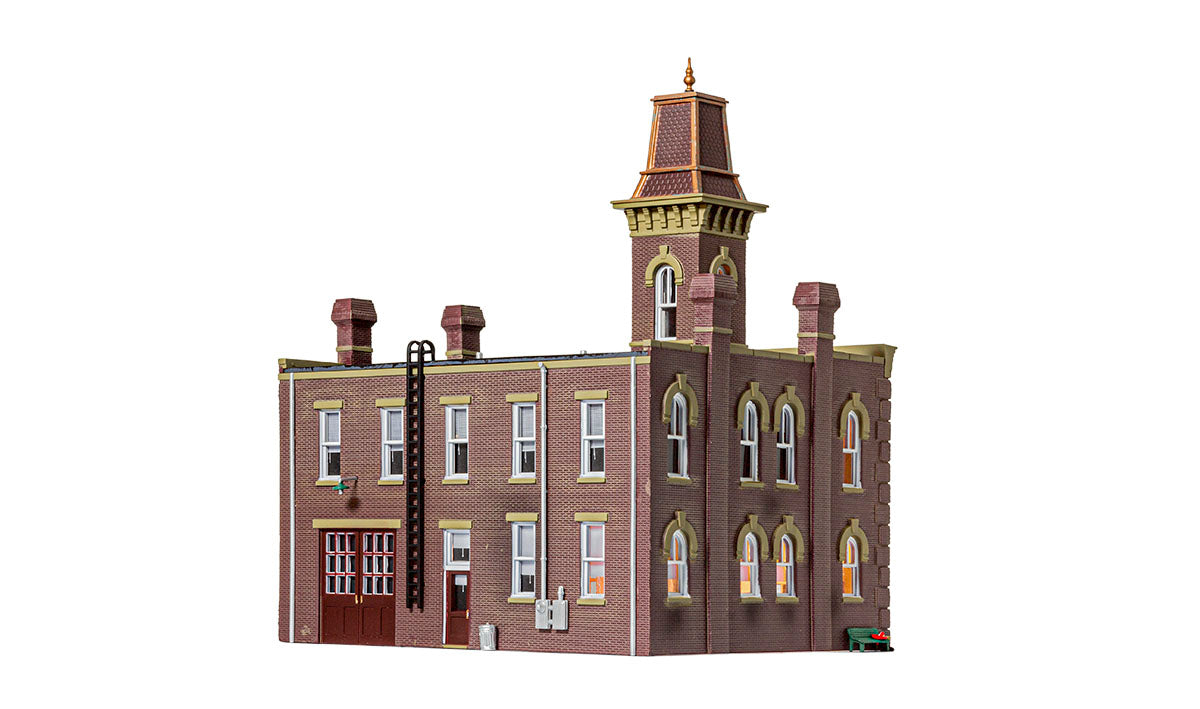 Woodland Scenics Landmark Structures BR5034 HO Firehouse - Assembled w/ LED Lighting