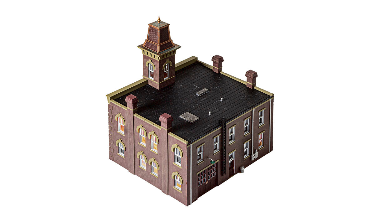 Woodland Scenics Landmark Structures BR5034 HO Firehouse - Assembled w/ LED Lighting