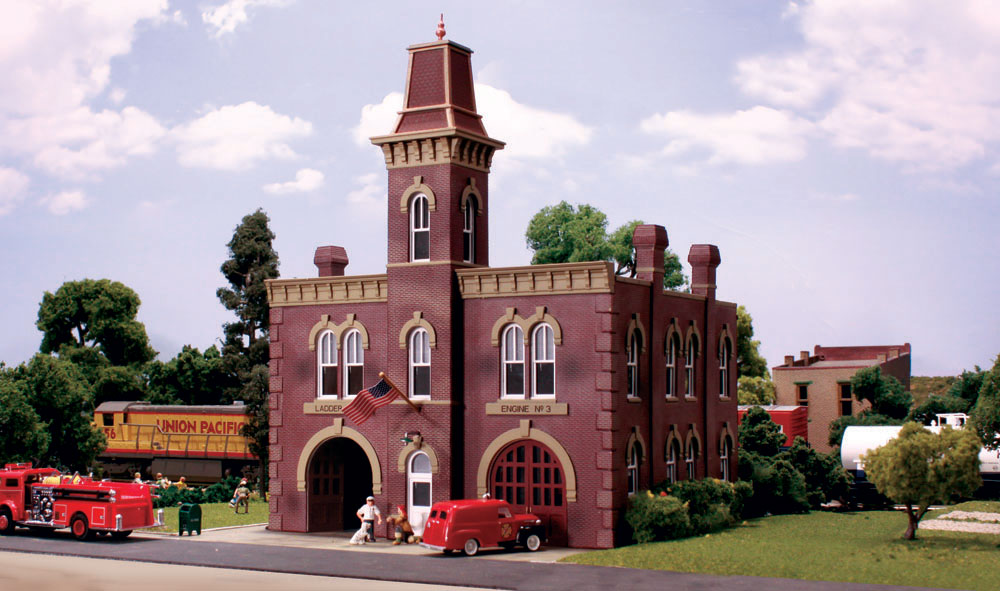Woodland Scenics Landmark Structures BR5034 HO Firehouse - Assembled w/ LED Lighting