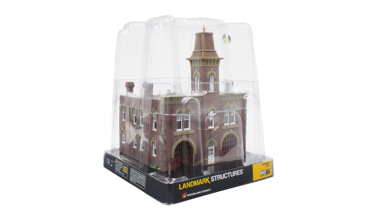 Woodland Scenics Landmark Structures BR5034 HO Firehouse - Assembled w/ LED Lighting