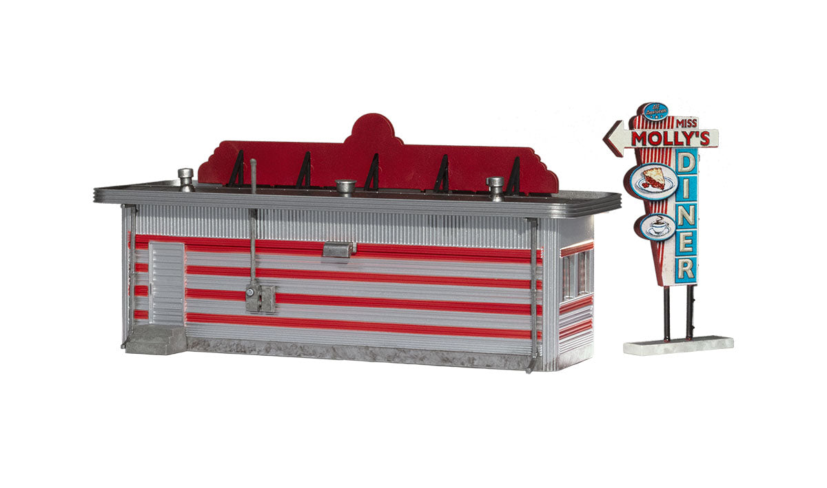 Woodland Scenics Landmark Structures BR5056 HO Miss Molly's Diner - Assembled w/ LED Lighting