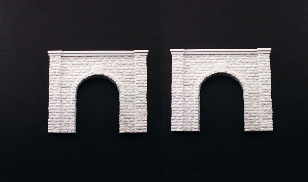 Woodland Scenics C1153 N Tunnel Portals, Cut Stone Single Track 2pcs