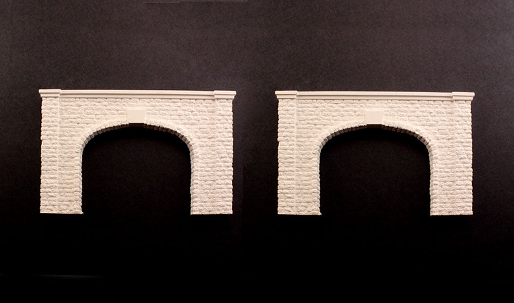 Woodland Scenics C1157 N Tunnel Portals, Cut Stone Double Track 2pcs