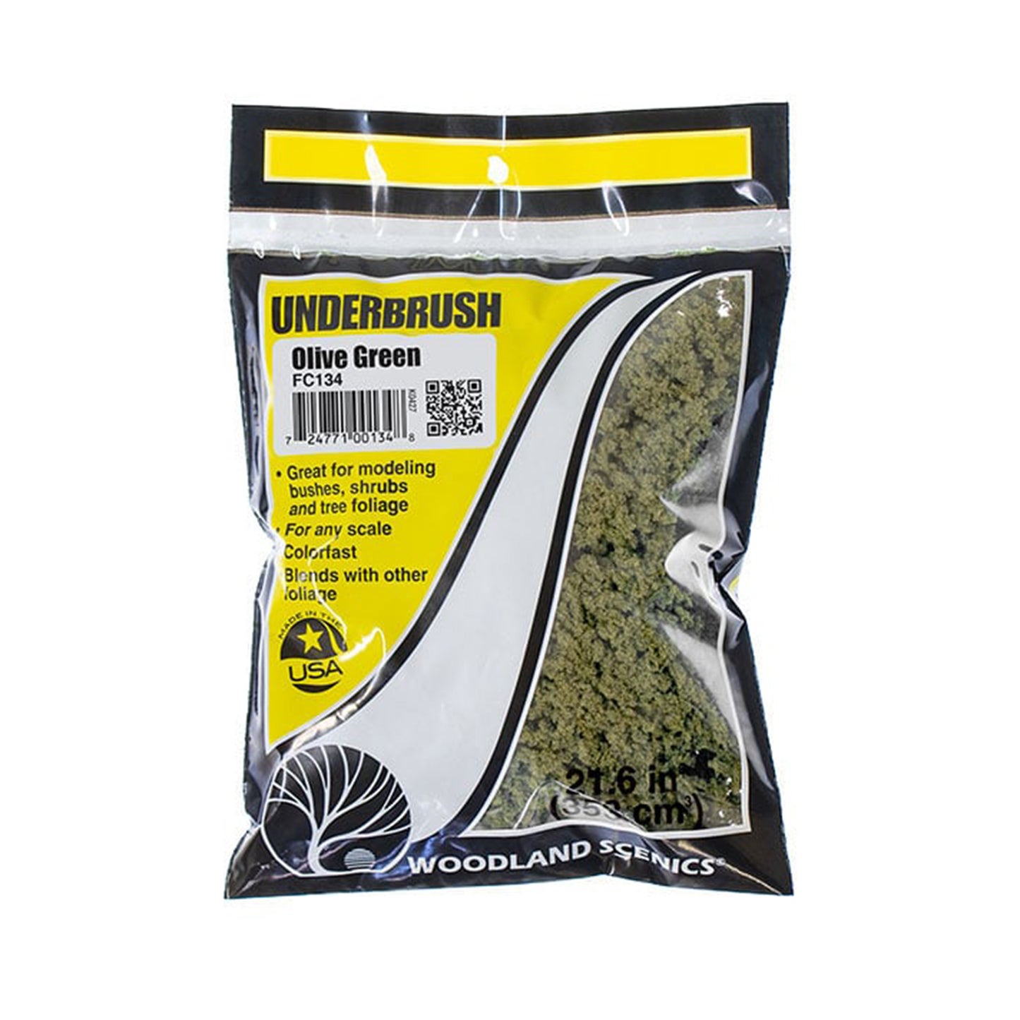 Woodland Scenics FC134 Underbrush, Olive Green 21.6 in³ Bag