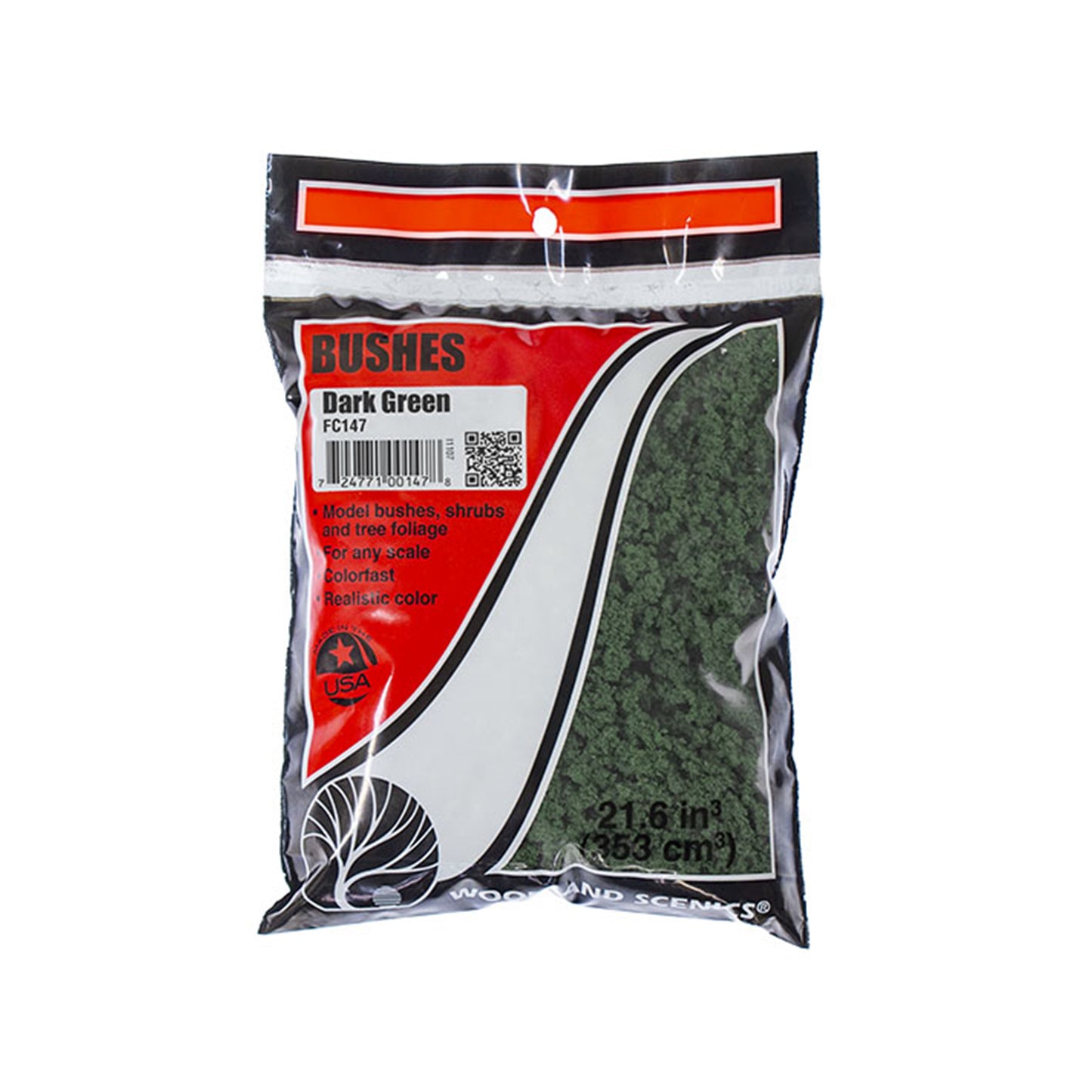 Woodland Scenics FC147 Bushes, Dark Green 21.6 in³ Bag