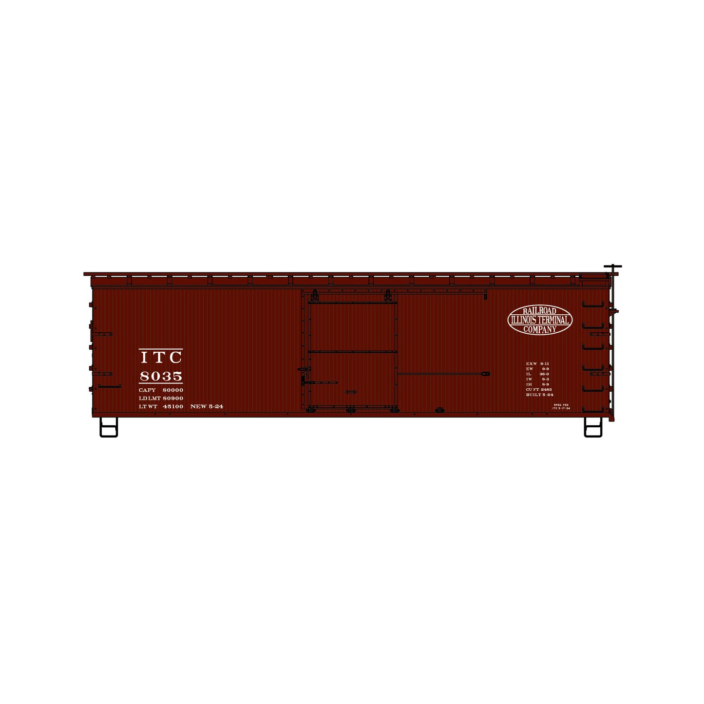 Accurail 1811 HO 36' Double Sheath Wood Box Car Kit, Illinois Terminal #8035
