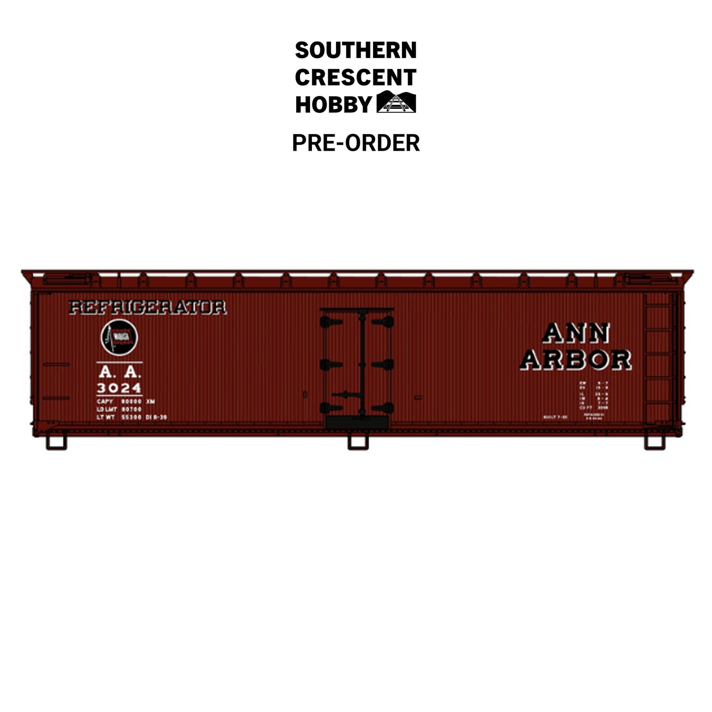 [PREORDER] Accurail 4860 HO 40' Wood Reefer Car Kit, Ann Arbor #3024
