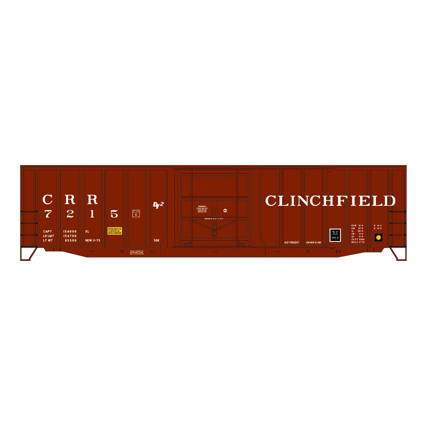 Accurail 5664 HO 50' Exterior Post Welded Steel Box Car Kit, Clinchfield #7215