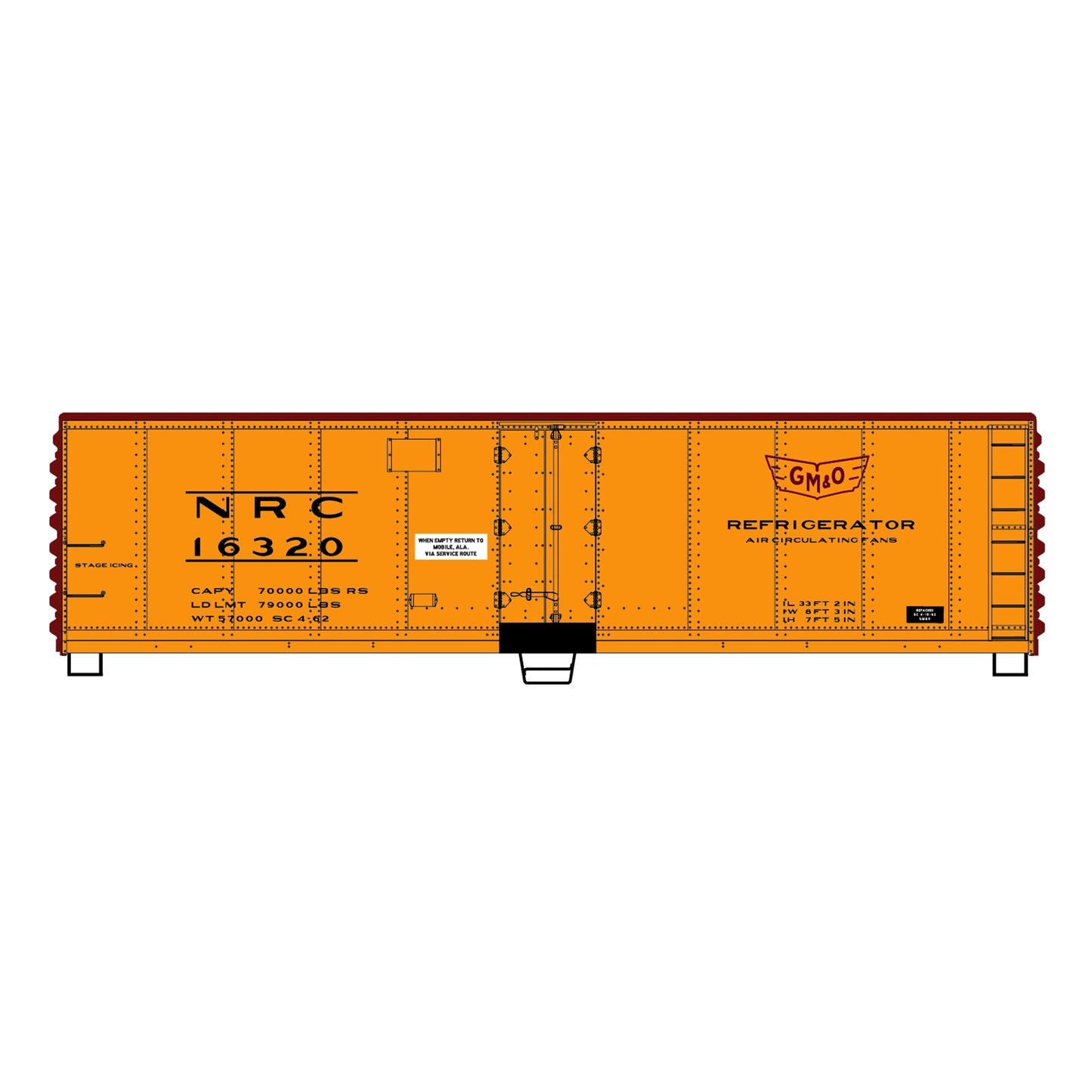 Accurail 8327 HO 40' Hinged Door Steel Reefer Kit, Gulf Mobile & Ohio #16320