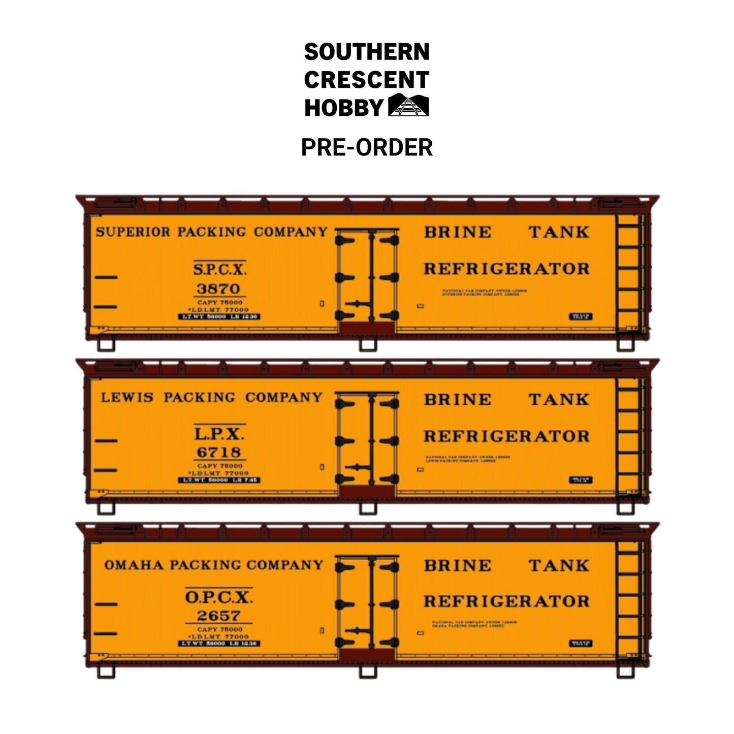 [PREORDER] Accurail 8194 HO 40' Meat Packers Wood Reefer Kit 3-Pack