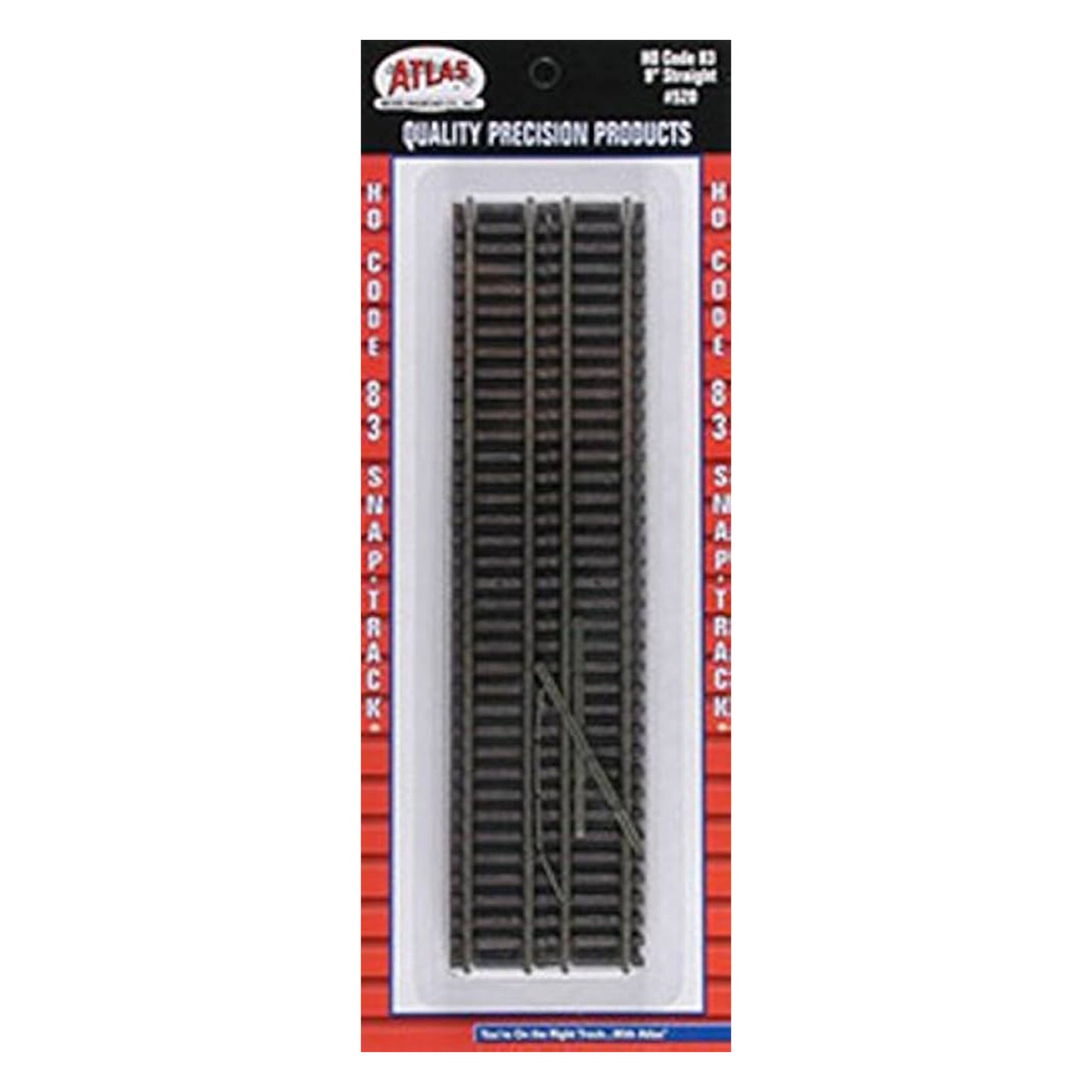 Atlas HO 520 Snap-Track 9" Straight, Code 83 Nickel Silver 6pk