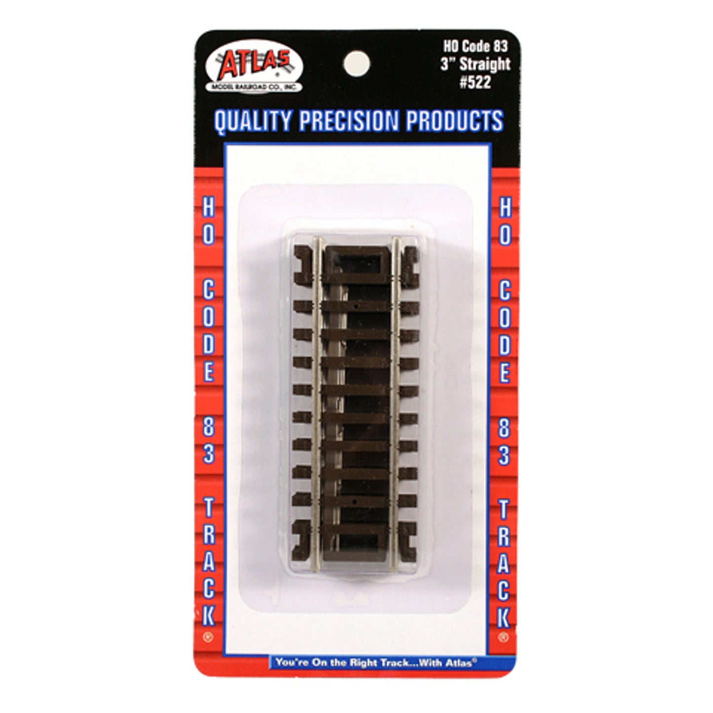 Atlas HO 522 Snap-Track 3" Straight, Code 83 Nickel Silver 4pk