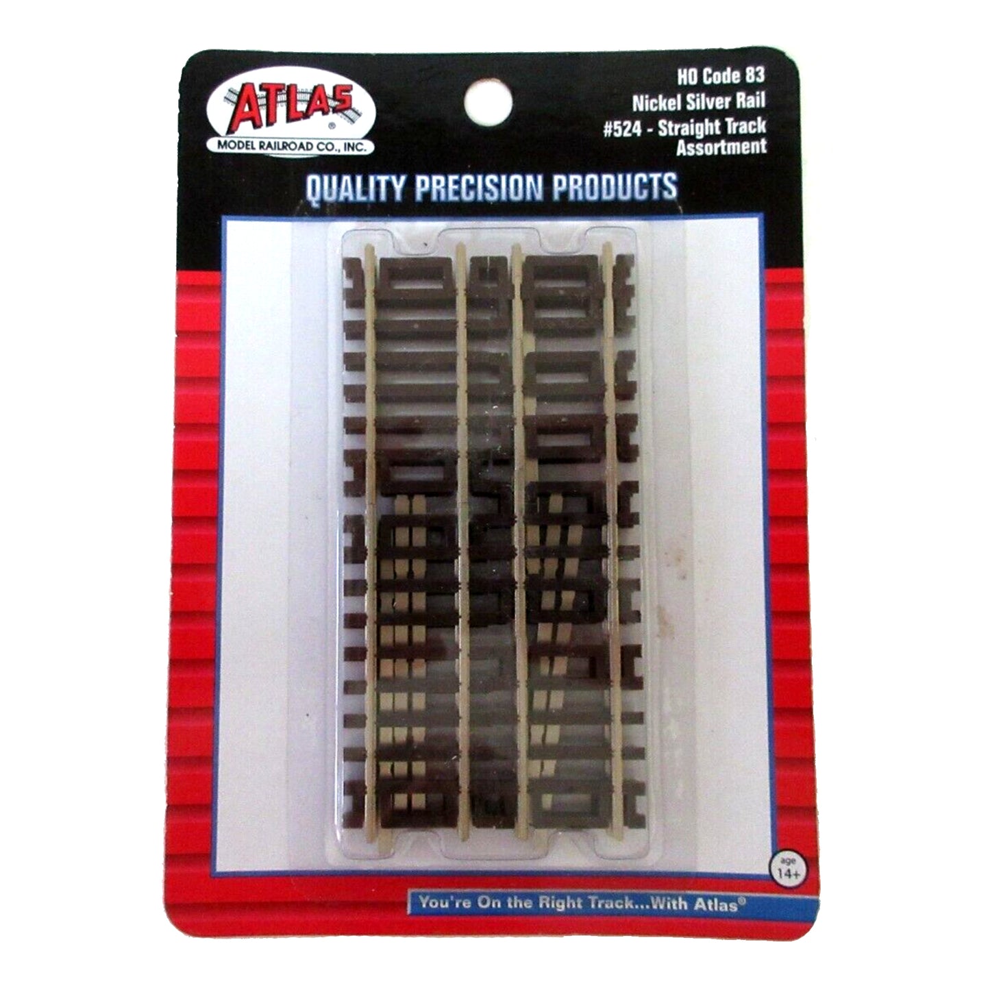 Atlas HO 524 Snap-Track Straight Track Assortment, Code 83 Nickel Silver 10pc Assortment