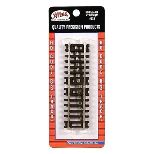 Atlas HO 525 Snap-Track 2" Straight, Code 83 Nickel Silver 4pk