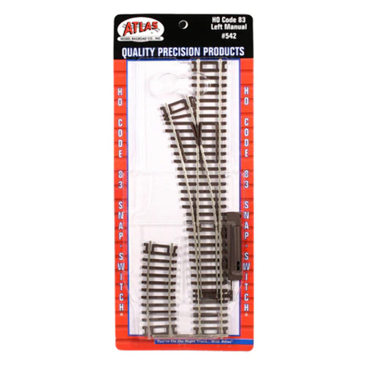 Atlas HO 542 Snap-Track Left Manual Snap-Switch, Code 83 Nickel Silver