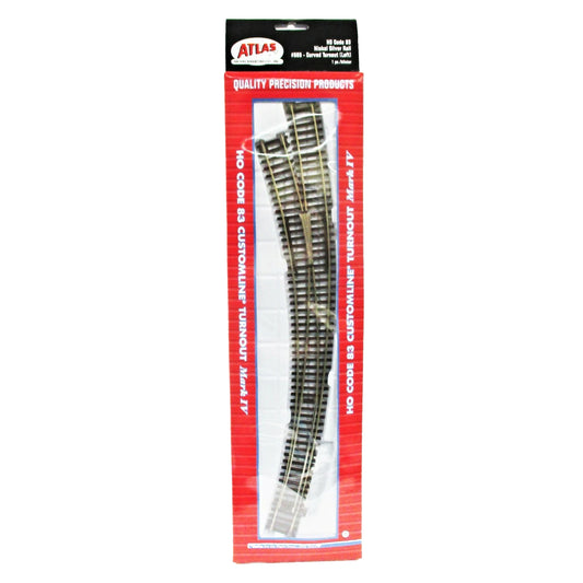 Atlas HO 595 Custom Line Mark IV Curved Turnout Left, Code 83 Nickel Silver