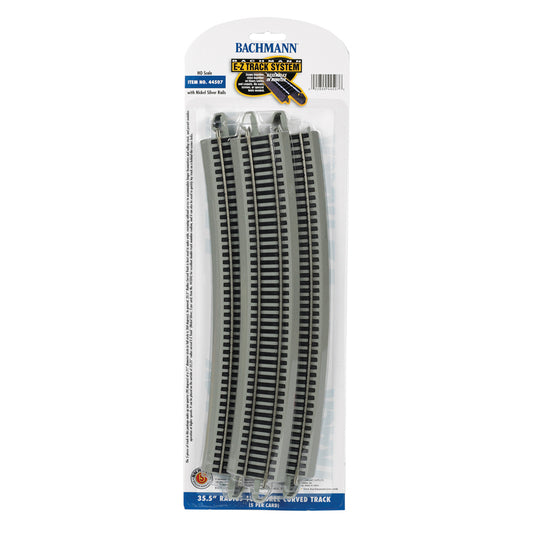Bachmann 44507 HO E-Z Track 35.5" Radius 18 Degree Curved Track, Code 100 Nickel Silver 5pk