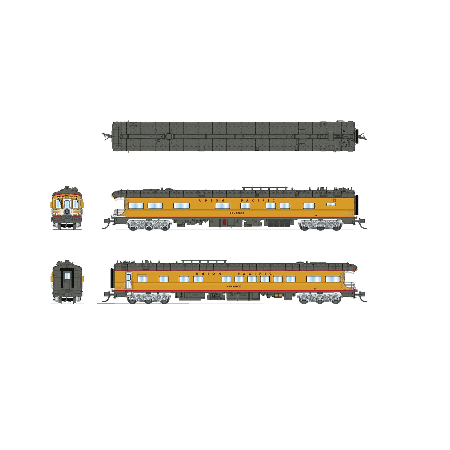 [PREORDER] Broadway Limited 10491 N Union Pacific Business Car #119 "Kenefick", Big Boy Tour Drumhead