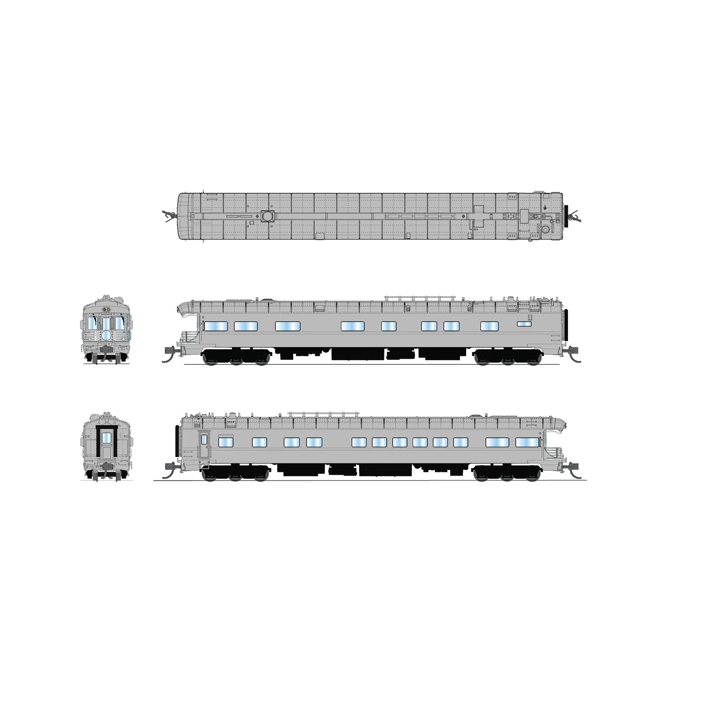 [PREORDER] Broadway Limited 10495 N Union Pacific Business Car, Painted Primery Gray w/ Black Trucks