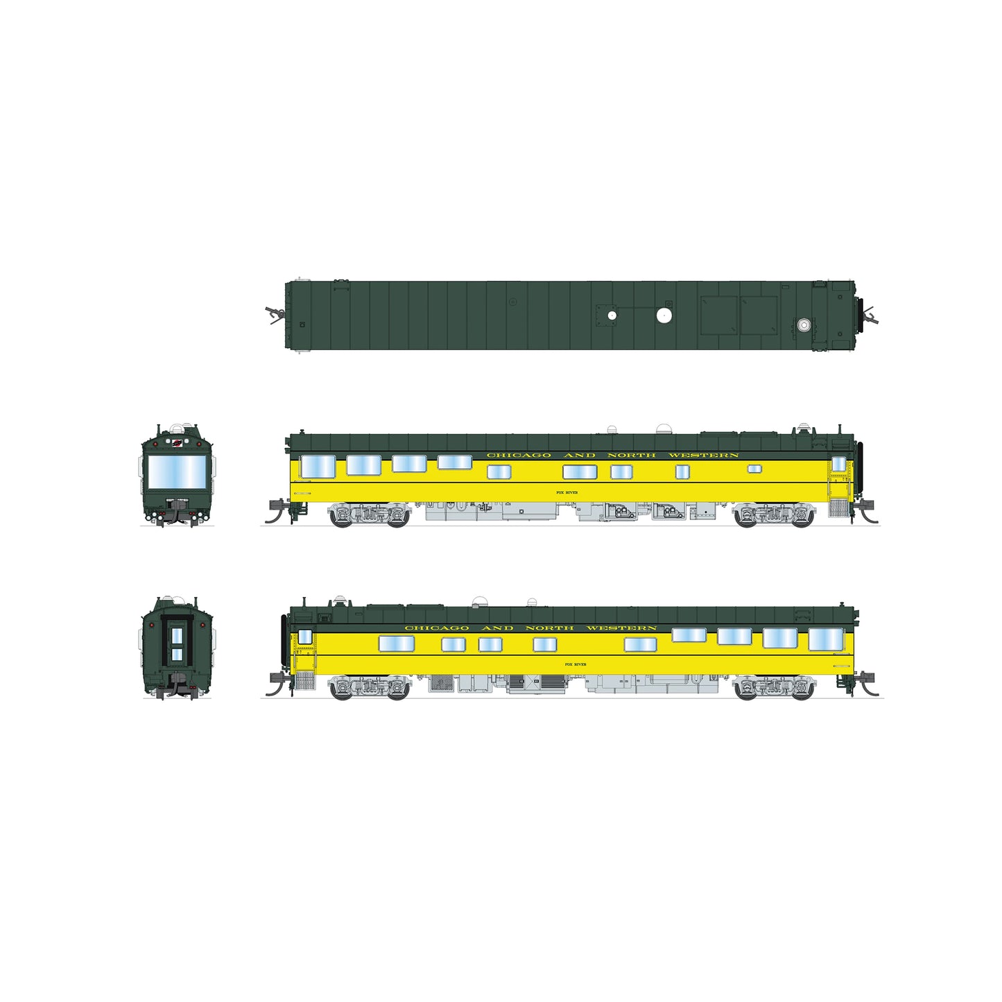 [PREORDER] Broadway Limited 10502 N Chicago & North Western Track Inspection Car "Fox River"