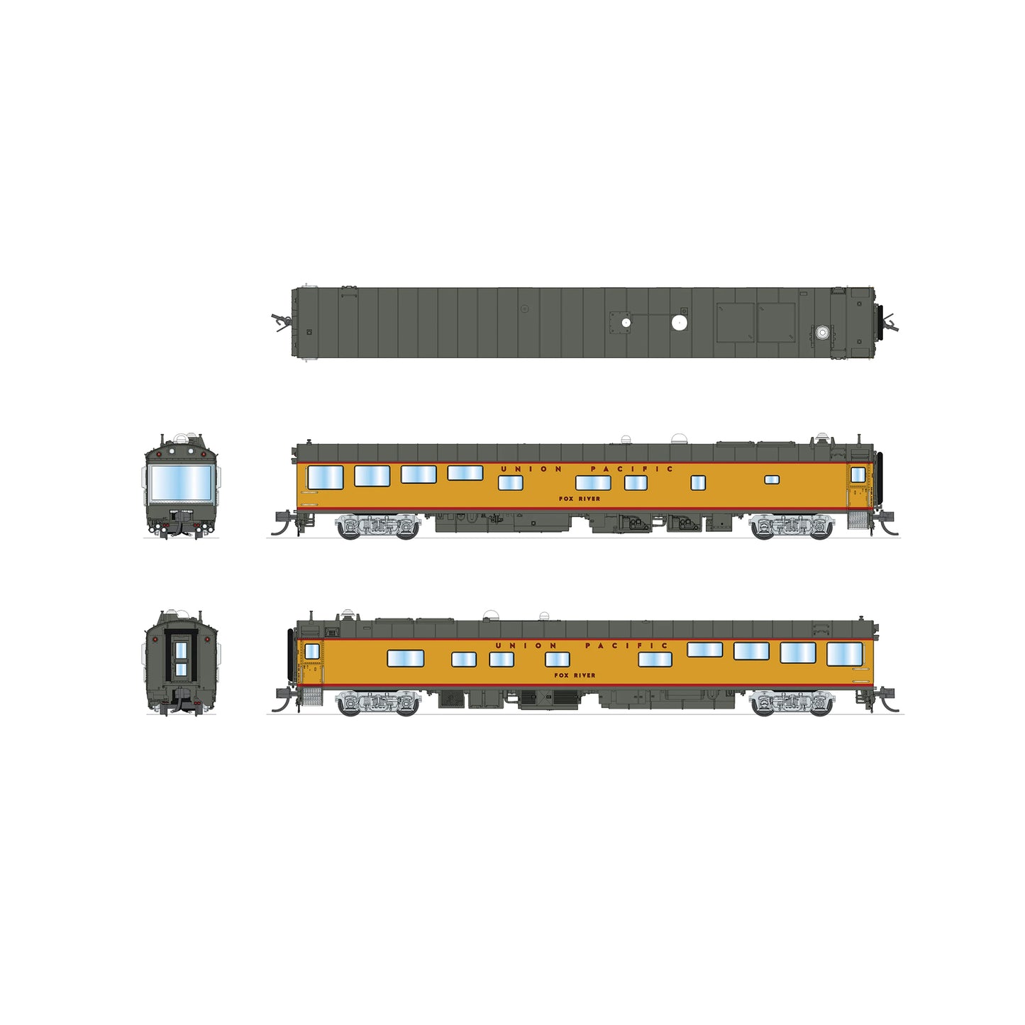 [PREORDER] Broadway Limited 10500 N Union Pacific Track Inspection Car "Fox River", 1995-2006 Appearance