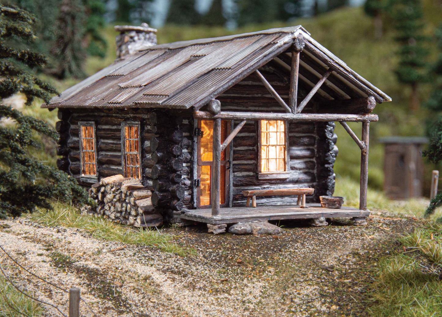 Woodland Scenics Landmark Structures BR5071 HO Cozy Cabin - Assembled w/ LED Lighting