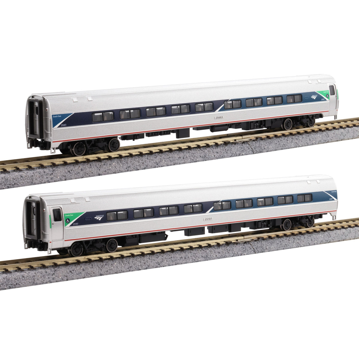 Kato 106-6295 N Amfleet II Coaches, 2 Piece Set (Amtrak Phase VII)