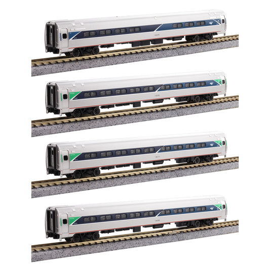 Kato 106-8021 N Amfleet I Coach and Lounge/Cafe 4 Piece Bookcase Set (Amtrak Phase VII)