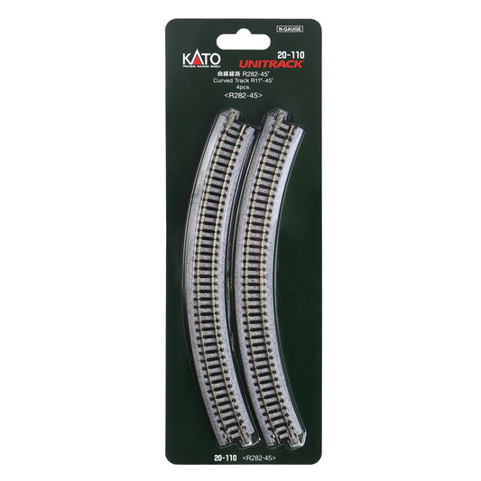 Kato N 20-110 Unitrack Curved Track 282mm (11") Radius 45-degree segment, 4pc