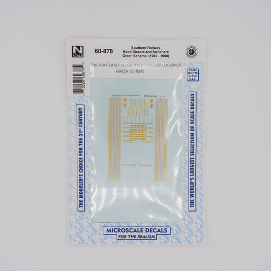 Microscale N 60-878 Southern Railway Decal, Hood Diesels and Switchers Green Scheme (1940-1960)