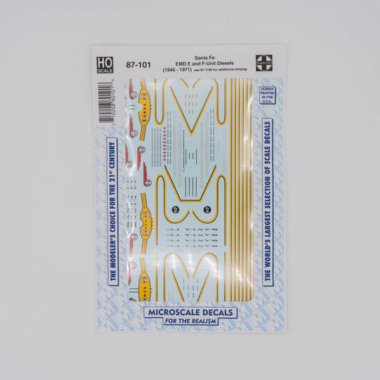 Microscale HO 87-101 Santa Fe Decal, EMD E and F-Unit Diesels (1946-1971)
