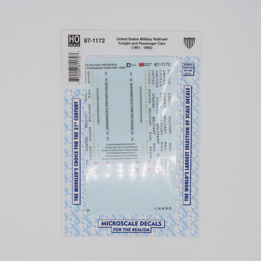 Microscale HO 87-1172 United States Military Railroad Decal, Freight and Passenger Cars (1861-1865)