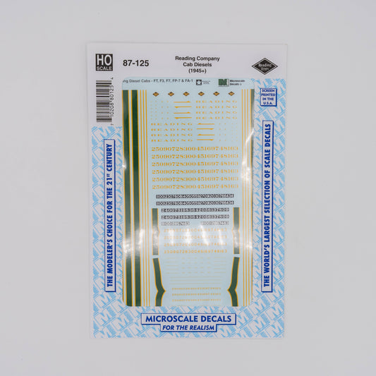 Microscale HO 87-125 Reading Company Decal, Cab Diesels (1945+)