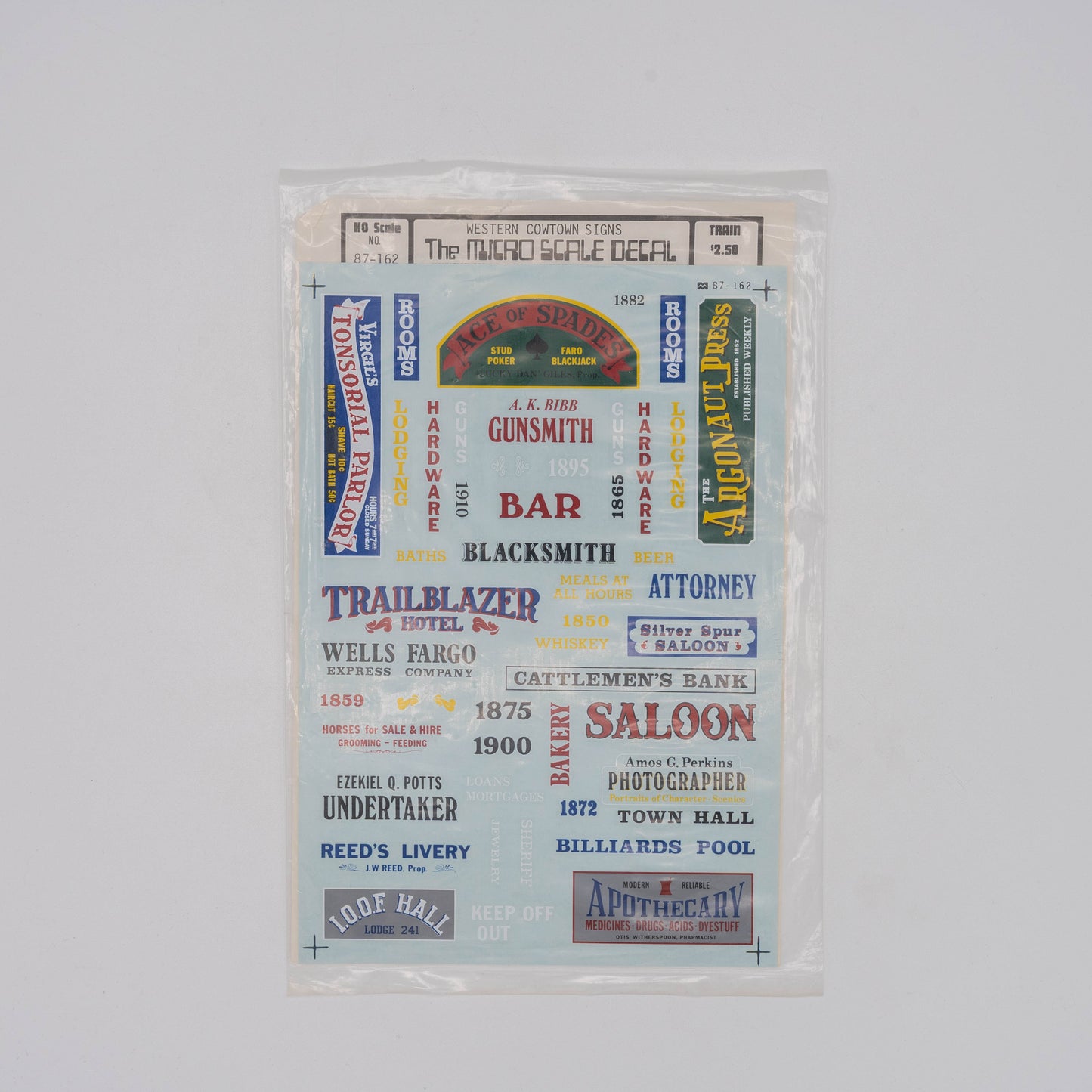 Microscale HO 87-162 Decal, Western Cowtown Signs