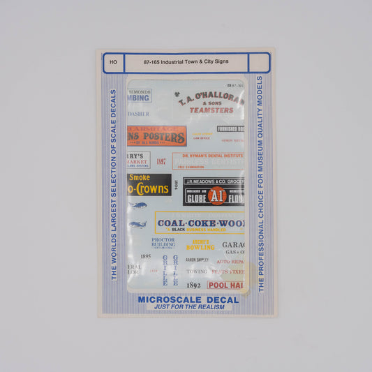 Microscale HO 87-165 Decal, Industrial Town & City Signs