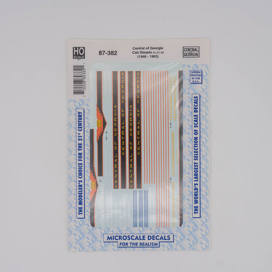 Microscale HO 87-382 Central of Georgia Decal, Cab Diesels (1946-1963)